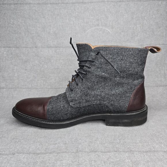 TAFT The Jack Cap Toe Boot In Grey/Oxblood Wool/Leather Men\'s Size 12 main image 5
